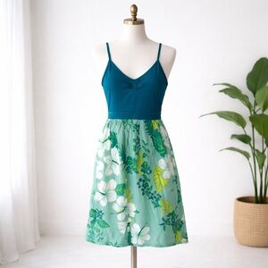 Floral Teal and Green Mini Dress